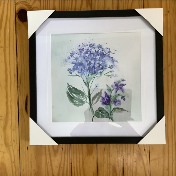 Art, Blue Flower Wash 2 Piece Picture, Black Framed Print - Picture 3 of 5